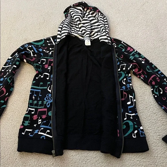 Vintage Delia’s Zip Up Hoodie With Musical Note Design, Size M - Picture 3 of 9
